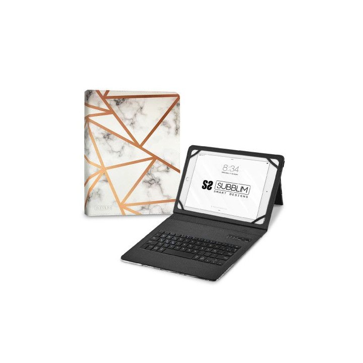subblim funda con teclado keytab pro bt trendy marmol blanco