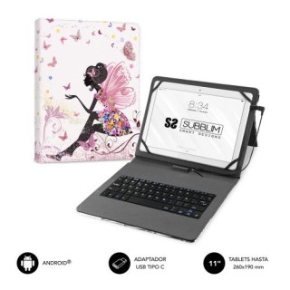 funda con teclado micro usb â type c keytab usb 11 hadas