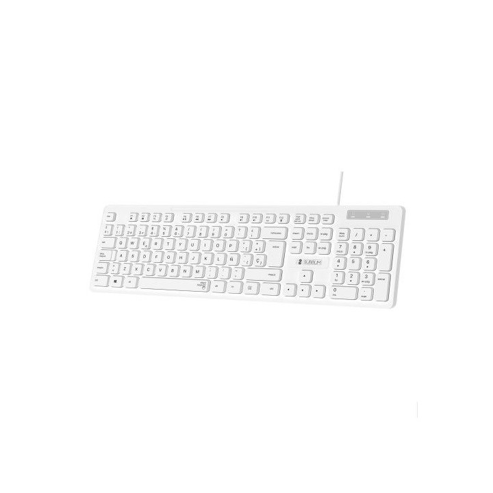 subblim teclado ergonomico business slim silencioso con cable usb blanco