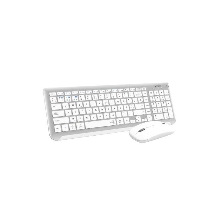 subblim teclado con raton bluetooth + 2.4g combo dual prestige extendido plata/blanco