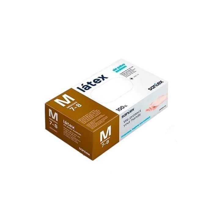 c. 100 guantes santex latex s/polvo t.m nat