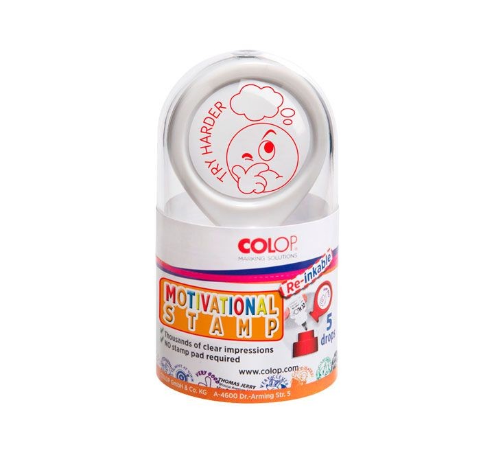 sello motivacional colop rojo try harder