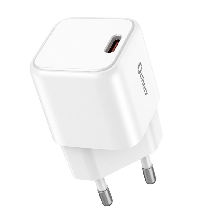 qcharx international cargador mini qcharx hera 3a 20w puerto tipo c blanco adaptado a regletas