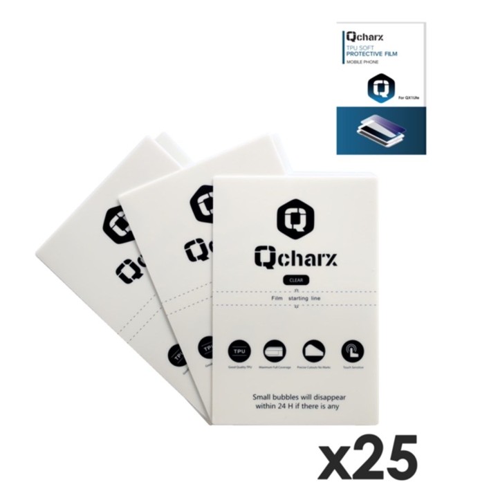 qcharx international laminas de proteccion frontales qcharx hidrogel hd qx1 lite 25 unidades