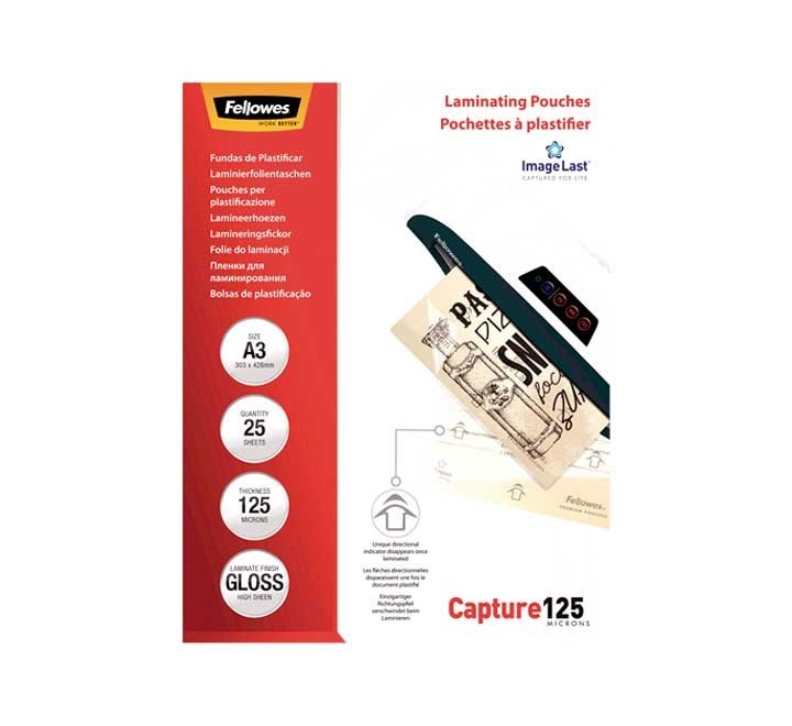 paq. 25 fundas plastificar fellowes 125mic a3 br