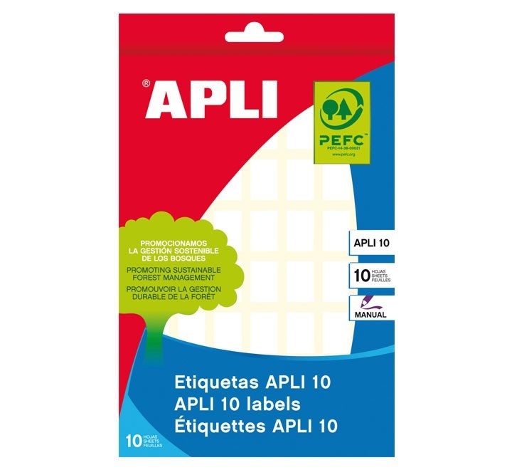paq. 10h etiquetas adh apli 12x18mm blanco