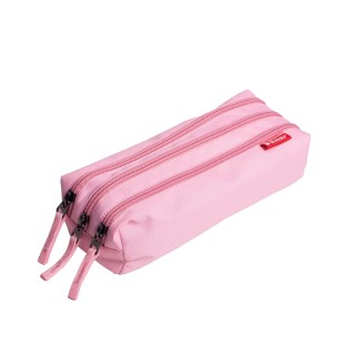 estuche enri 3 cremalleras rosa