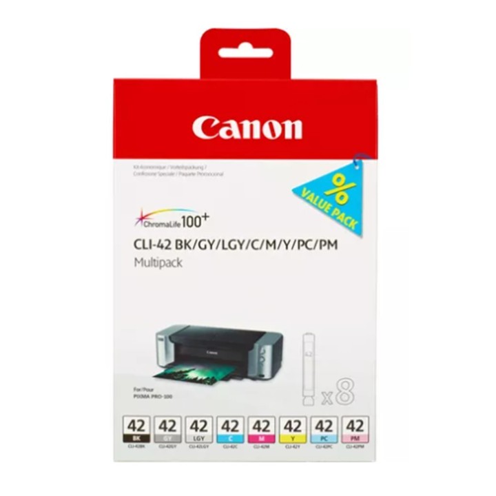 canon multipack canon cli - 42bk - c - m - y - pm - pc - gy - lgy pack 8