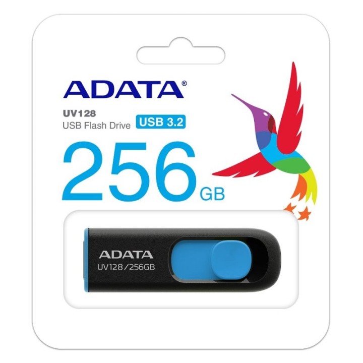 adata lapiz usb uv128 256gb usb 3.2 negro/azul
