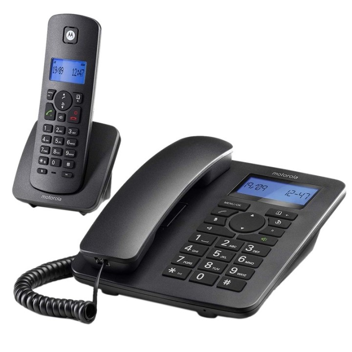 motorola c4201 telefono combo fijo + dect negro