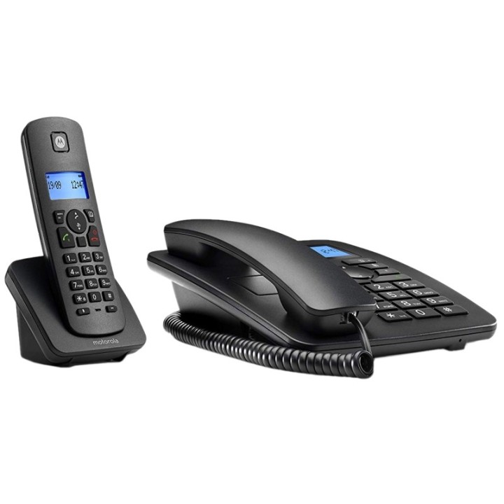 motorola c4201 telefono combo fijo + dect negro