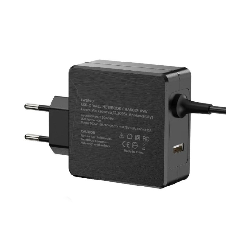 ewent cargador usb-c pd 45w +puerto usb-a