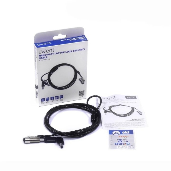 ewent cable seguridad nano con llave