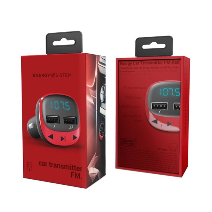 energy sistem car transmitter fm red (microsd,mp3)