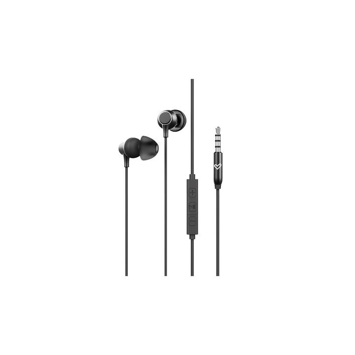 auriculares con cable metallized negro microfono jack3 5mm aluminio plasticoreciclado