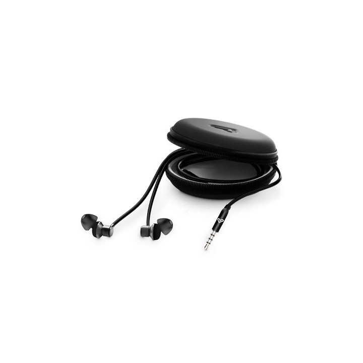 auriculares con cable metallized negro microfono jack3 5mm aluminio plasticoreciclado