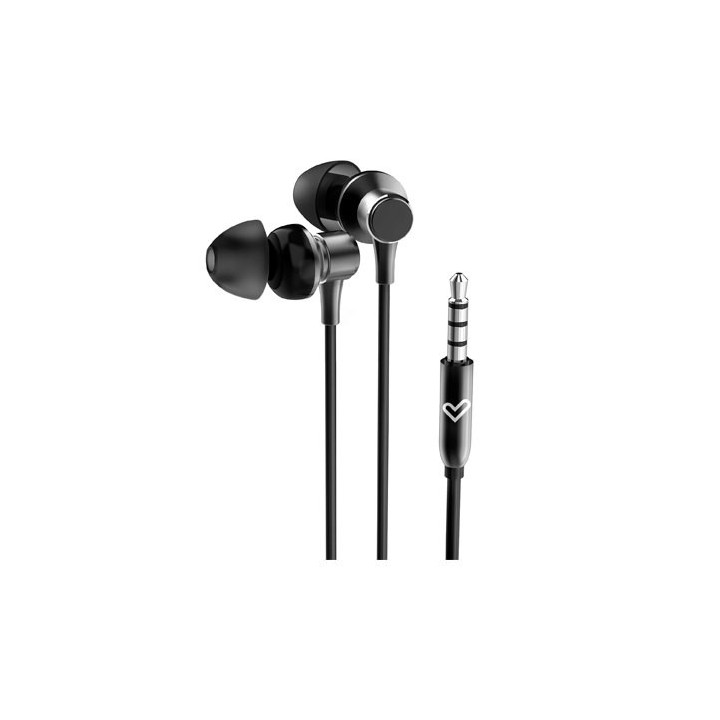 auriculares con cable metallized negro microfono jack3 5mm aluminio plasticoreciclado