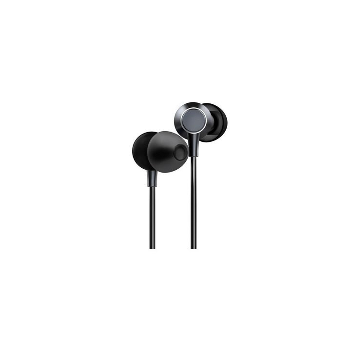 auriculares con cable metallized negro microfono jack3 5mm aluminio plasticoreciclado
