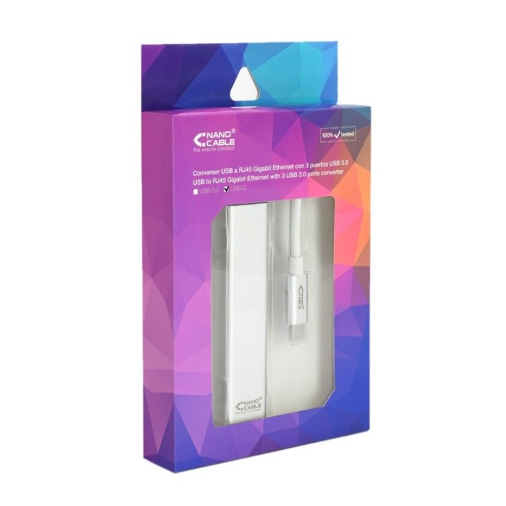 nanocable conversor usb-c ethernet +3xusb 3.0