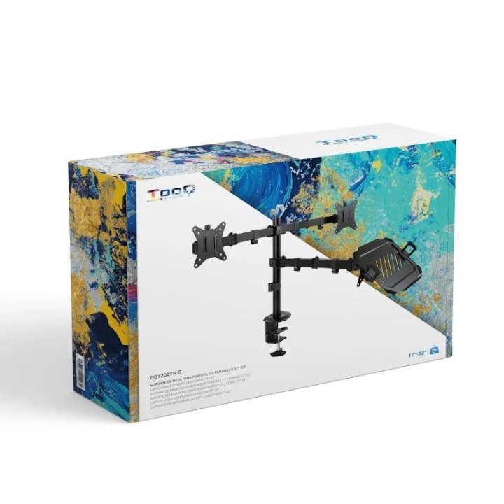 tooq db1202tn-b soporte mesa 2 pantallas+ portatil