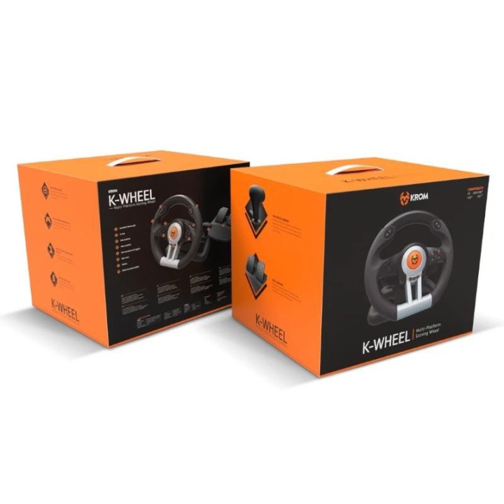 krom juego de volante y pedales k-wheel multip.