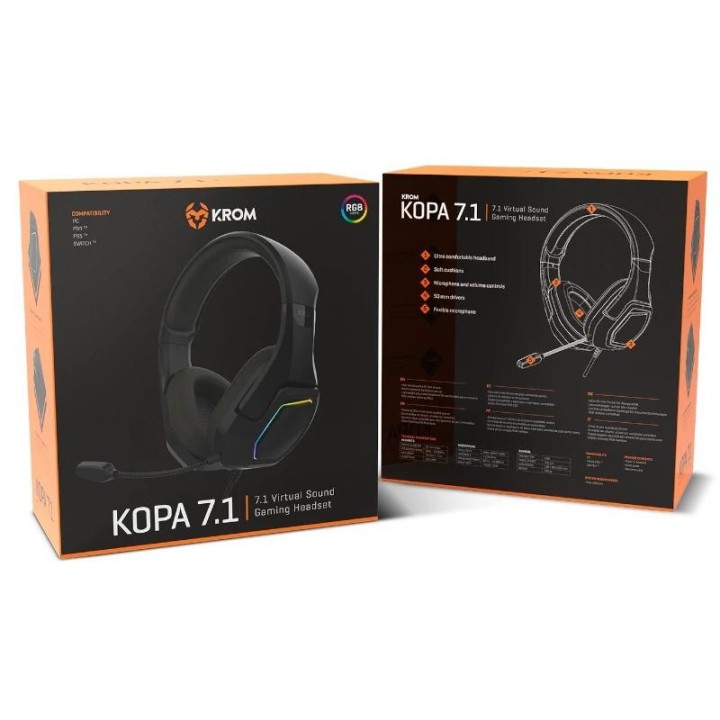 krom kopa auriculares gaming 7.1 virtual negro