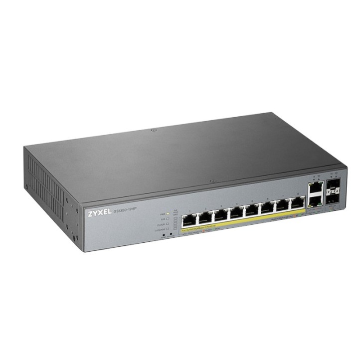 zyxel gs1350-12hp switch 10xgb poe 2xsfp 130w