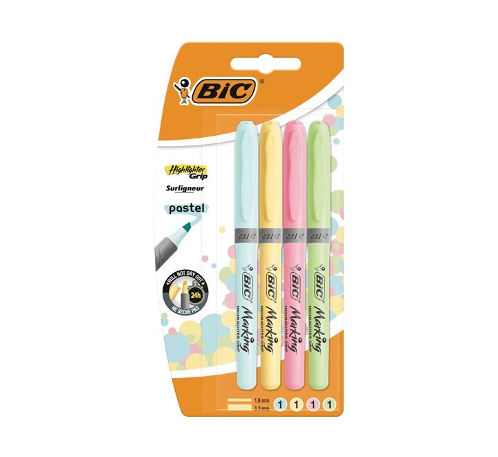 bl. 4 marcad. fluores. bic highliter pastel stdo