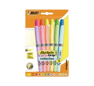 bl. 12 marcad. fluores. bic highliter pastel+neon