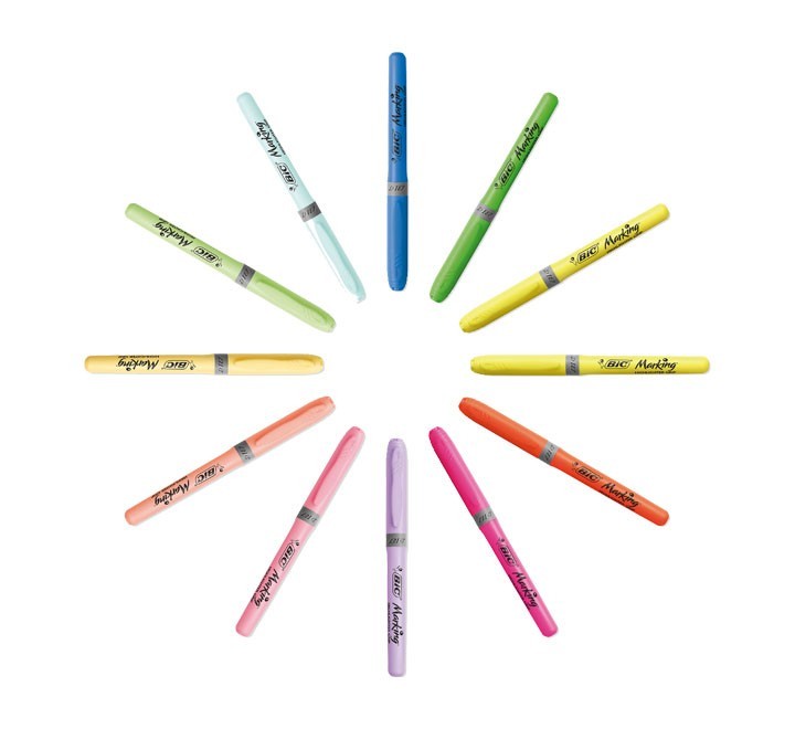 bl. 12 marcad. fluores. bic highliter pastel+neon
