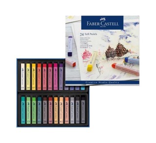 estuche 24 tizas pasteles blandos faber castell