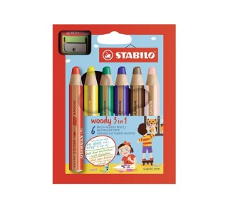 est. 6u lapices stabilo woody 3en1+saca. stdo