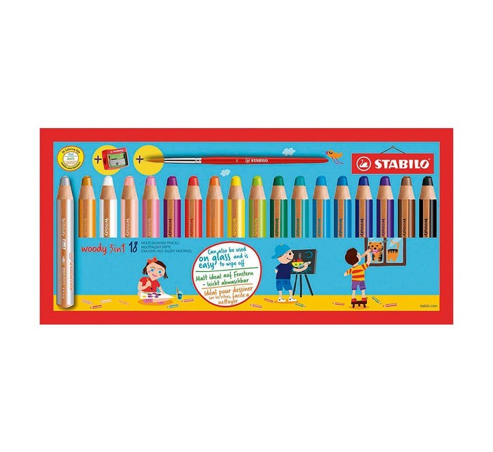 est. 18u lapices stabilo woody 3en1+saca. stdo
