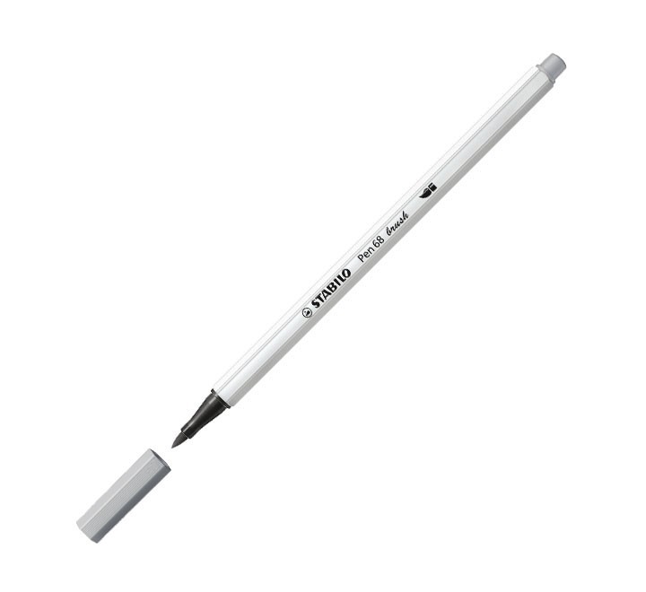 rotulador stabilo pen 68 brush 95 gris claro