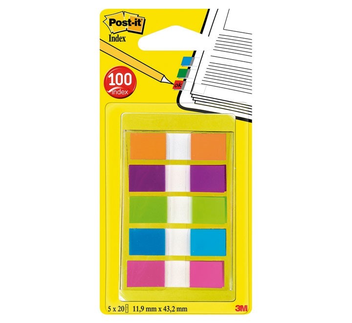 pack 5 disp. index post-it 11.9x43.2mm peq. stdo