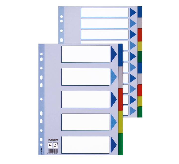 separadores esselte a4 5 pos  ind. color 15259