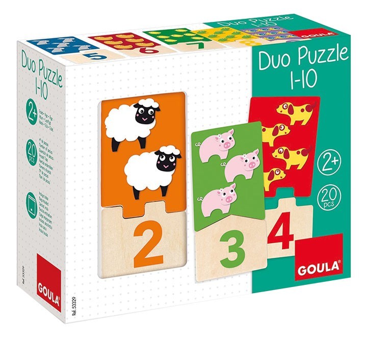 puzzle duo 1-10 20 piezas madera goula 53329
