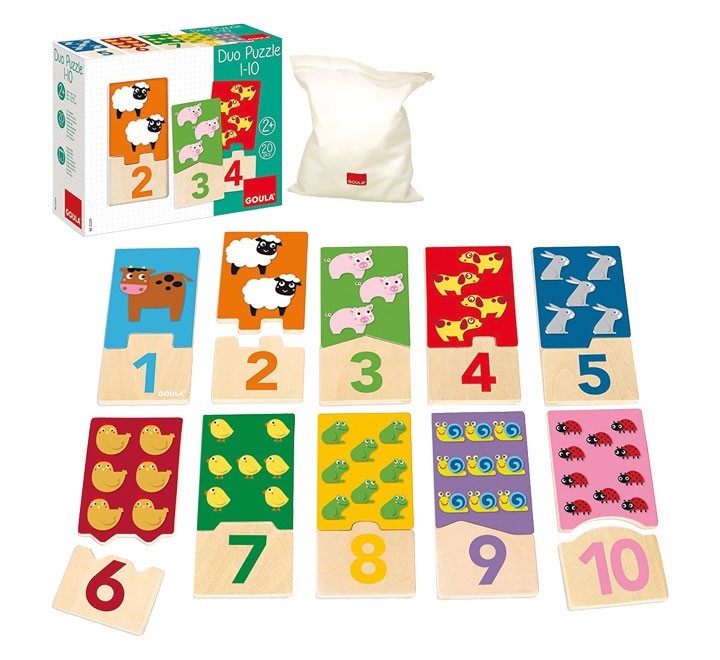 puzzle duo 1-10 20 piezas madera goula 53329