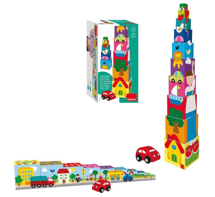 cubos apilables ilustrados coche goula 55202