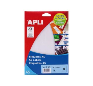 paq. 15h etiquetas adh apli 105x148mm a5 bl