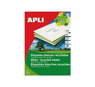 paq. 100h etiquetas recicladas apli 210x297mm
