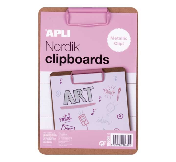 clipboard apli nordik a5 madera c/clip rosa