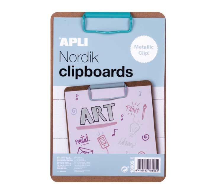 clipboard apli nordik a5 madera c/clip azul