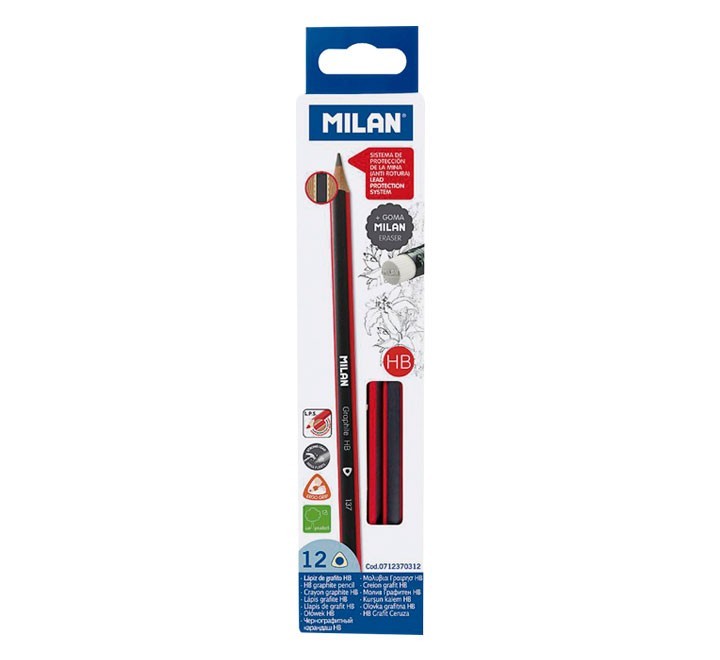 lapiz grafito milan triang. hb goma 0712370312