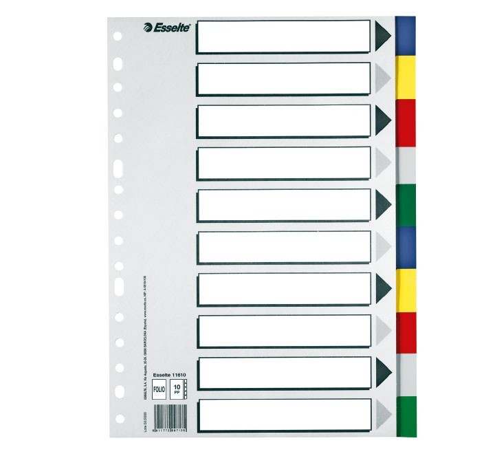 separadores esselte pp a4 10 posic. caratula mult