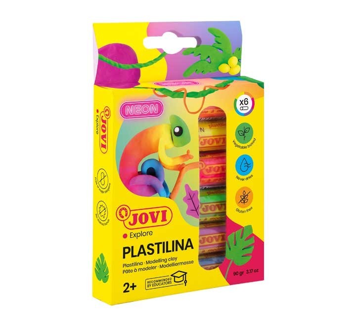 c. 6u plastilina jovi 15ggr neon stdo 90/6f