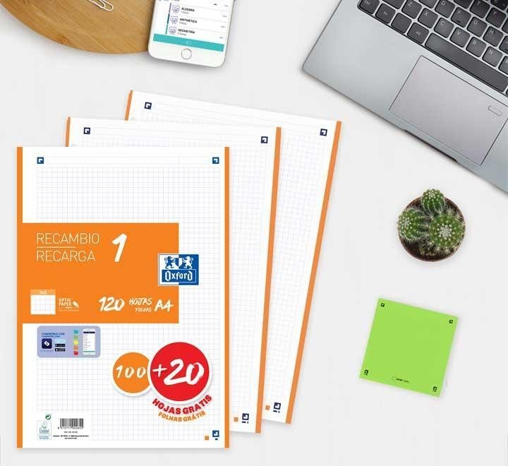 recambio 100h+20 oxford color 1 a4 5x5 nar