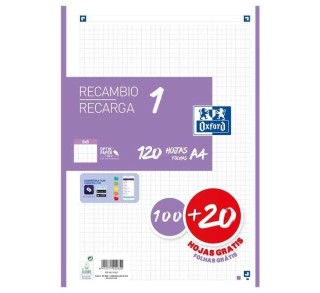 recambio 100h+20 oxford color 1 a4 5x5 lila