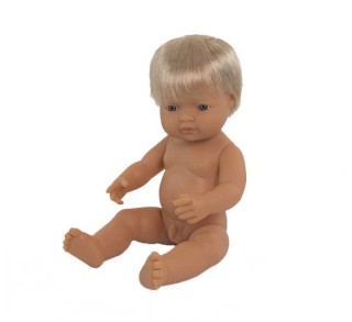 muneco 38cm europeo nino bolsa miniland 31051