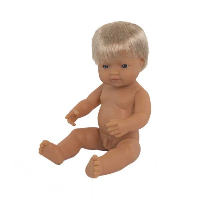 muneco 38cm europeo nino bolsa miniland 31051